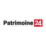 Logo de Patrimoine 24 sur fond noir.