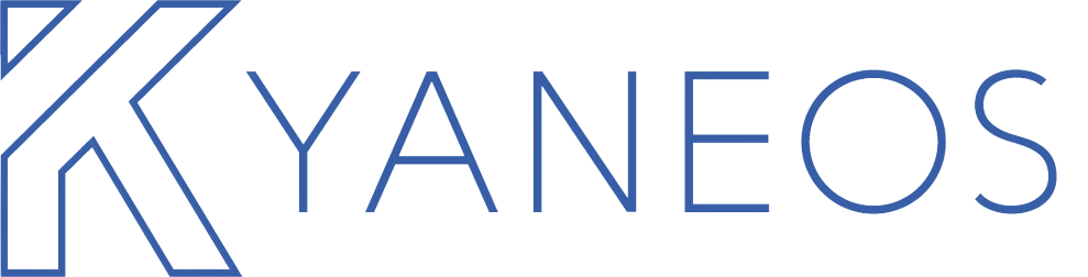 Logo bleu foncé de l'entreprise "KYANEOS".