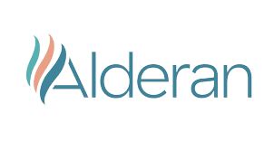 Logo d'Aldéran avec une icône abstraite colorée.