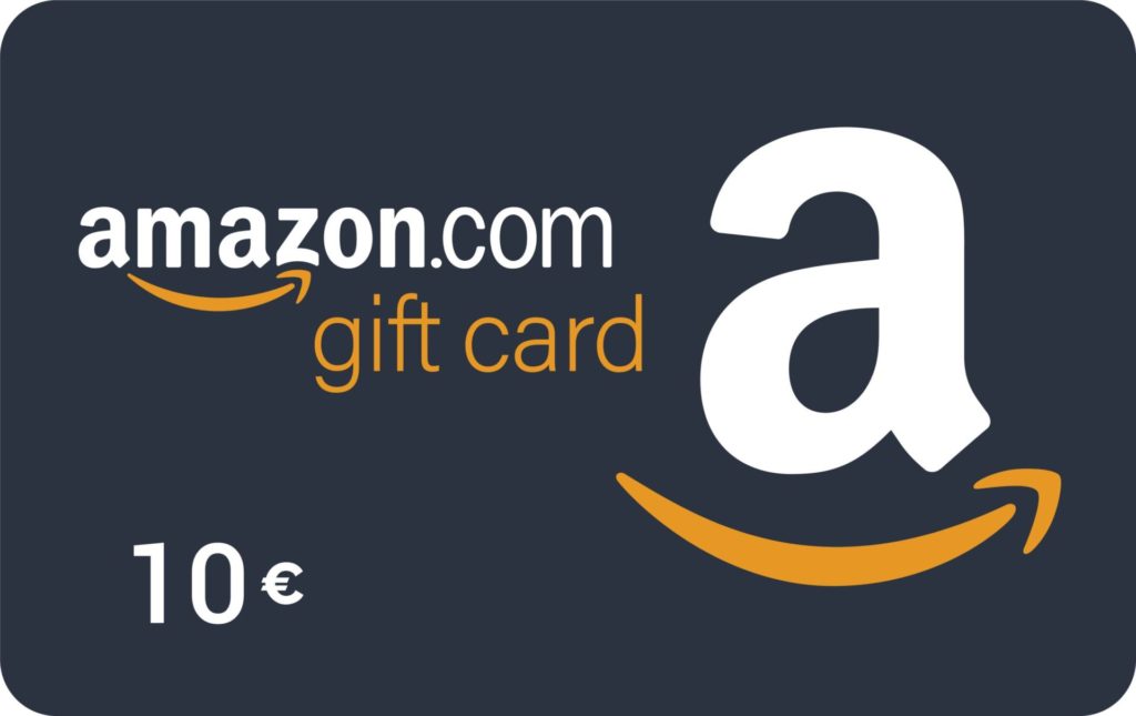 Carte-cadeau Amazon de 10 euros sur fond sombre.